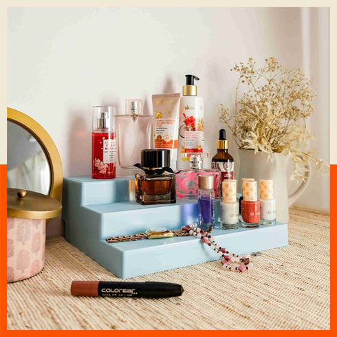 Stomo Taro Multipurpose Shelf Organizer for Home | Pearl White & Baby Blue